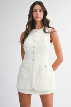 Load image into Gallery viewer, NEWEST ARRIVAL *PREORDER 11/19* Off White Tweed Sleeveless Blazer Dress

