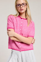 Load image into Gallery viewer, NEWEST ARRIVAL Pink Mini Striped Short Sleeve Cardigan
