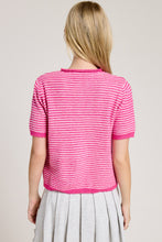 Load image into Gallery viewer, NEWEST ARRIVAL Pink Mini Striped Short Sleeve Cardigan
