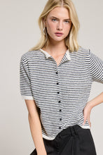 Load image into Gallery viewer, LAST ONE Black Mini Striped Short Sleeve Cardigan
