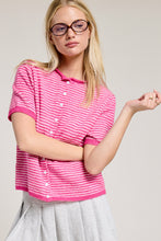 Load image into Gallery viewer, NEWEST ARRIVAL Pink Mini Striped Short Sleeve Cardigan
