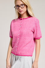 Load image into Gallery viewer, NEWEST ARRIVAL Pink Mini Striped Short Sleeve Cardigan
