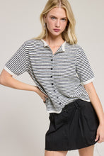 Load image into Gallery viewer, LAST ONE Black Mini Striped Short Sleeve Cardigan

