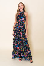 Load image into Gallery viewer, NEWEST ARRIVAL Black Floral Tiered Maxi Dress
