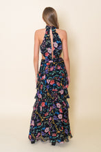 Load image into Gallery viewer, NEWEST ARRIVAL Black Floral Tiered Maxi Dress
