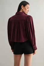 Load image into Gallery viewer, NEWEST ARRIVAL *PREORDER 11/19* Wine Button Down Blouse
