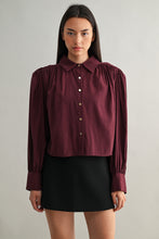 Load image into Gallery viewer, NEWEST ARRIVAL *PREORDER 11/19* Wine Button Down Blouse
