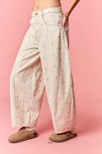 Load image into Gallery viewer, NEWEST ARRIVAL Cream/Baby Pink Polka Dot Barrel Jeans
