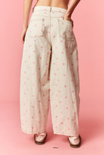Load image into Gallery viewer, NEWEST ARRIVAL Cream/Baby Pink Polka Dot Barrel Jeans

