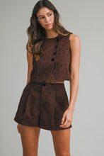 Load image into Gallery viewer, NEWEST ARRIVAL Brown/Black Polka Dot Pleated Shorts Set
