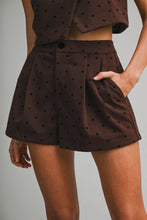 Load image into Gallery viewer, NEWEST ARRIVAL Brown/Black Polka Dot Pleated Shorts Set
