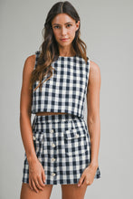 Load image into Gallery viewer, NEWEST ARRIVAL Navy Gingham Tweed Skirt Set
