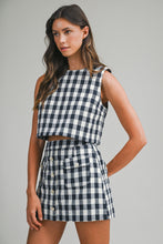 Load image into Gallery viewer, NEWEST ARRIVAL Navy Gingham Tweed Skirt Set
