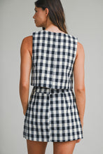Load image into Gallery viewer, NEWEST ARRIVAL Navy Gingham Tweed Skirt Set
