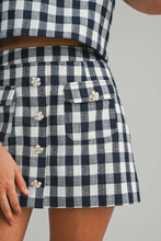 Load image into Gallery viewer, NEWEST ARRIVAL Navy Gingham Tweed Skirt Set
