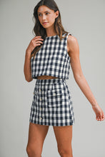 Load image into Gallery viewer, NEWEST ARRIVAL Navy Gingham Tweed Skirt Set
