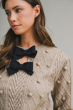 Load image into Gallery viewer, NEWEST ARRIVAL Taupe Black Bow Sweater
