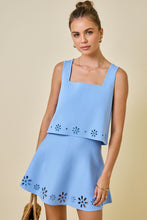Load image into Gallery viewer, NEWEST ARRIVAL Powder Blue Flower Cut Out Knit Top
