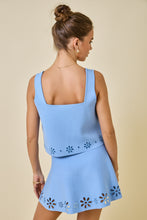 Load image into Gallery viewer, NEWEST ARRIVAL Powder Blue Flower Cut Out Knit Top
