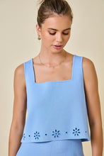 Load image into Gallery viewer, NEWEST ARRIVAL Powder Blue Flower Cut Out Knit Top
