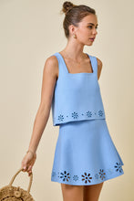 Load image into Gallery viewer, NEWEST ARRIVAL Powder Blue Flower Cut Out Knit Top
