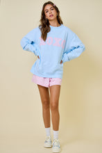 Load image into Gallery viewer, LAST ONE Baby Blue XOXO Pink Plaid Gingham Patch Sweatshirt
