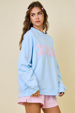 Load image into Gallery viewer, LAST ONE Baby Blue XOXO Pink Plaid Gingham Patch Sweatshirt
