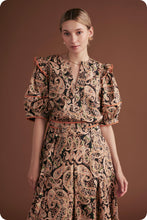 Load image into Gallery viewer, NEWEST ARRIVAL Black/Rust Paisley Print Midi Skirt Set
