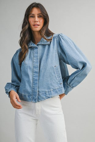 NEWEST ARRIVAL Denim Puff Sleeve Jacket