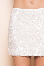 Load image into Gallery viewer, NEWEST ARRIVAL White Sequin Bralette Mini Skirt Set
