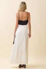 Load image into Gallery viewer, NEWEST ARRIVAL Off White/Black Contrast Front Bow Sash Maxi Dress
