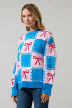 Load image into Gallery viewer, NEWEST ARRIVAL *PREORDER 11/17* Blue Belora Checkered Bow Sweater
