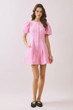 Load image into Gallery viewer, NEWEST ARRIVAL Pink Puff Sleeve Button Front Dress

