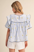 Load image into Gallery viewer, LAST ONE Blue Lemon Embroidered Blouse
