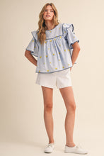 Load image into Gallery viewer, LAST ONE Blue Lemon Embroidered Blouse
