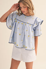 Load image into Gallery viewer, LAST ONE Blue Lemon Embroidered Blouse
