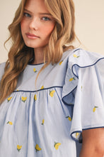Load image into Gallery viewer, LAST ONE Blue Lemon Embroidered Blouse

