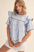 Load image into Gallery viewer, LAST ONE Blue Lemon Embroidered Blouse

