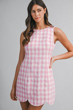 Load image into Gallery viewer, NEWEST ARRIVAL Pink Gingham Scallop Trim Dress
