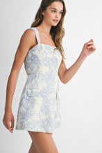 Load image into Gallery viewer, NEWEST ARRIVAL Blue Jacquard Floral Print Dress
