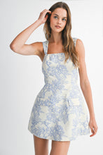 Load image into Gallery viewer, NEWEST ARRIVAL Blue Jacquard Floral Print Dress
