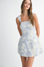 Load image into Gallery viewer, NEWEST ARRIVAL Blue Jacquard Floral Print Dress
