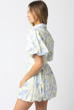 Load image into Gallery viewer, NEWEST ARRIVAL *PREORDER 2/13* Cream Blue Floral Bubble Sleeve Dress
