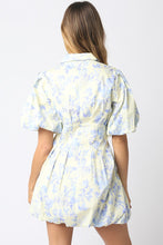 Load image into Gallery viewer, NEWEST ARRIVAL *PREORDER 2/13* Cream Blue Floral Bubble Sleeve Dress

