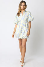 Load image into Gallery viewer, NEWEST ARRIVAL *PREORDER 2/13* Cream Blue Floral Bubble Sleeve Dress

