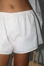 Load image into Gallery viewer, NEWEST ARRIVAL White Eyelet Oversized Button Down Shorts Set
