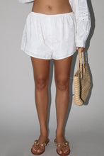 Load image into Gallery viewer, NEWEST ARRIVAL White Eyelet Oversized Button Down Shorts Set
