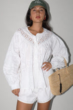 Load image into Gallery viewer, NEWEST ARRIVAL White Eyelet Oversized Button Down Shorts Set
