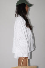 Load image into Gallery viewer, NEWEST ARRIVAL White Eyelet Oversized Button Down Shorts Set
