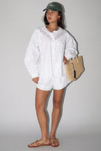 Load image into Gallery viewer, NEWEST ARRIVAL White Eyelet Oversized Button Down Shorts Set
